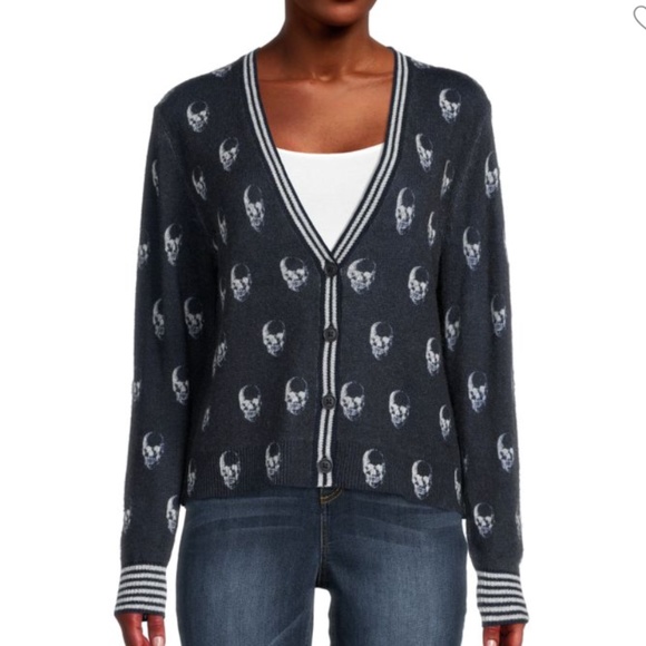 Skull Print Cashmere Cardigan from 360 CASHMERE - Picture 2 of 10